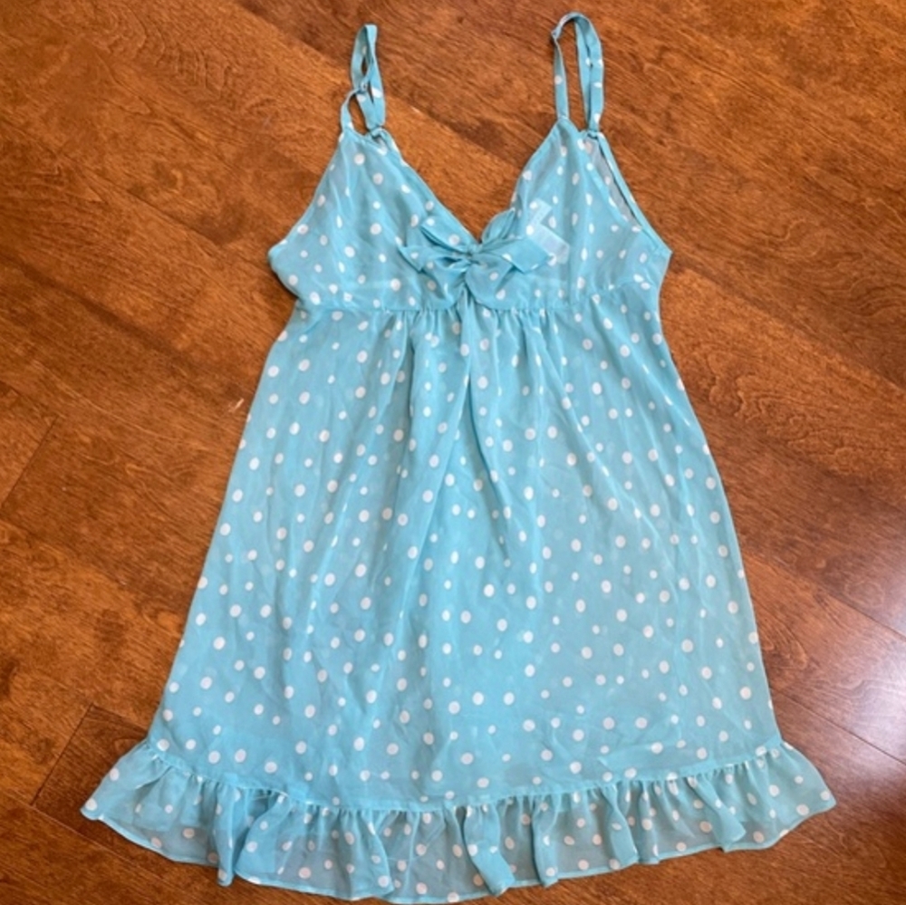 Blue Polka Dot Nightgown With Robe - Picture 2 of 5
